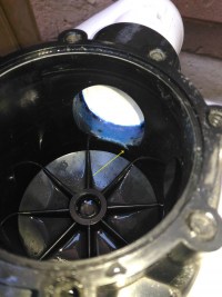 Pool valve interior showing where too much solvent had flowed in to the chamber