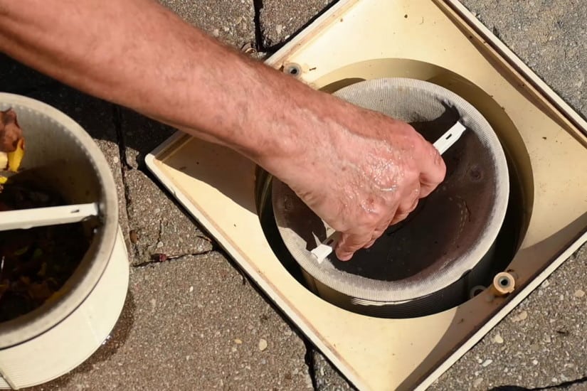 Shows two pool skimmer baskets