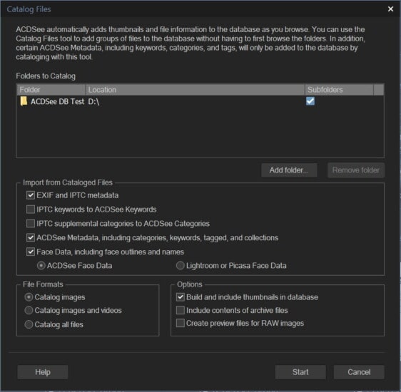 ACDSee 2024 Catalog Files Dialog